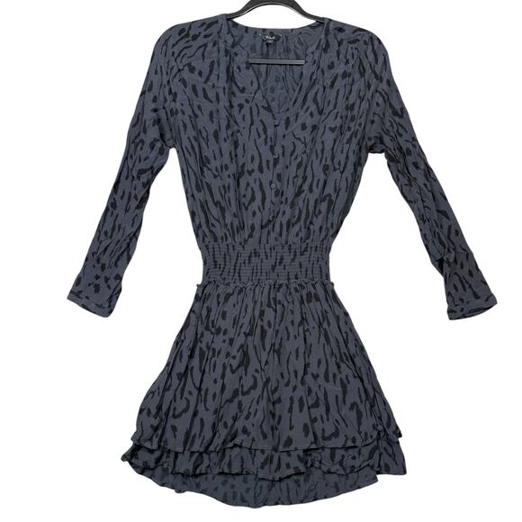 Rails Jasmine Black Shadow Cheetah Print Long Sleeve Mini Dress XS - Picture 5 of 8